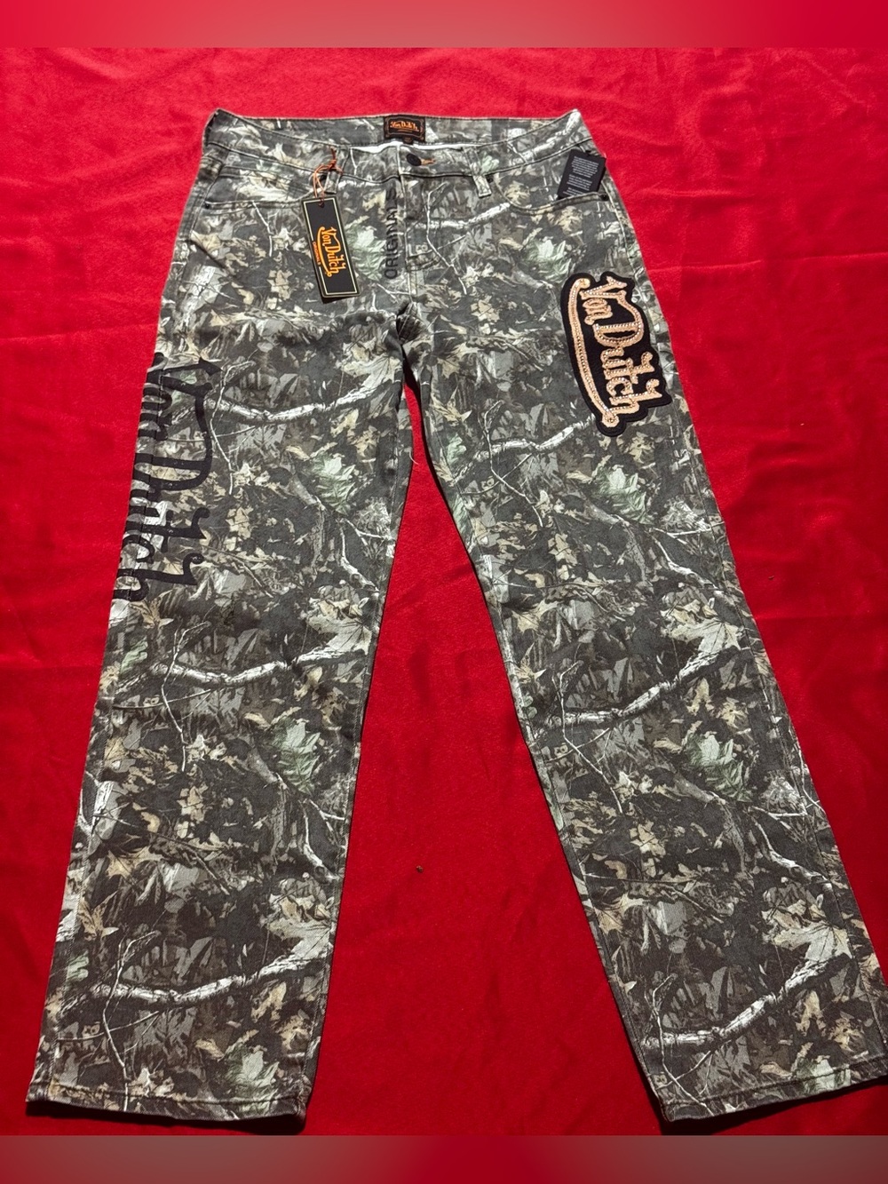 Von Dutch Women's Boot Cut Jeans in Gray Camouflage